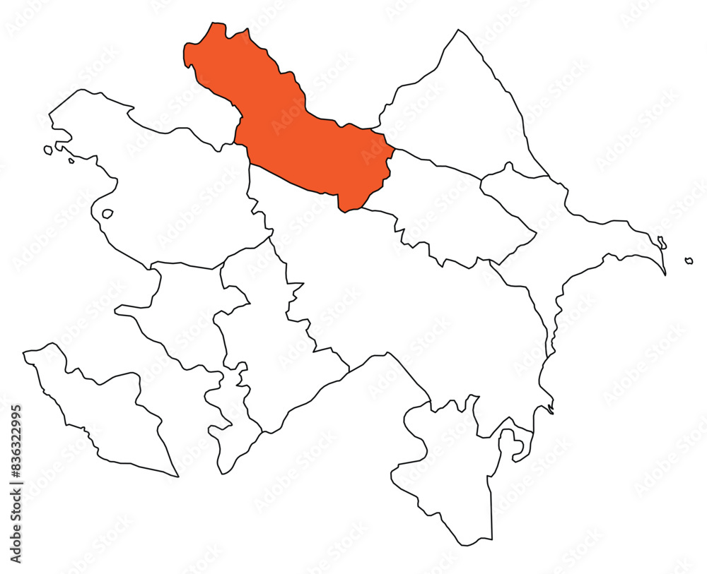 Obraz premium Outline of the map of the region of Azerbaijan - Sheki-Zagatala