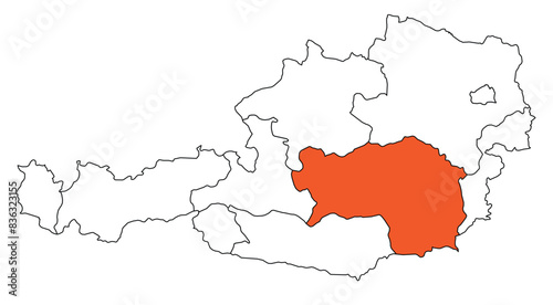 Outline of the map of the region of Austria - Steiermark, Styria