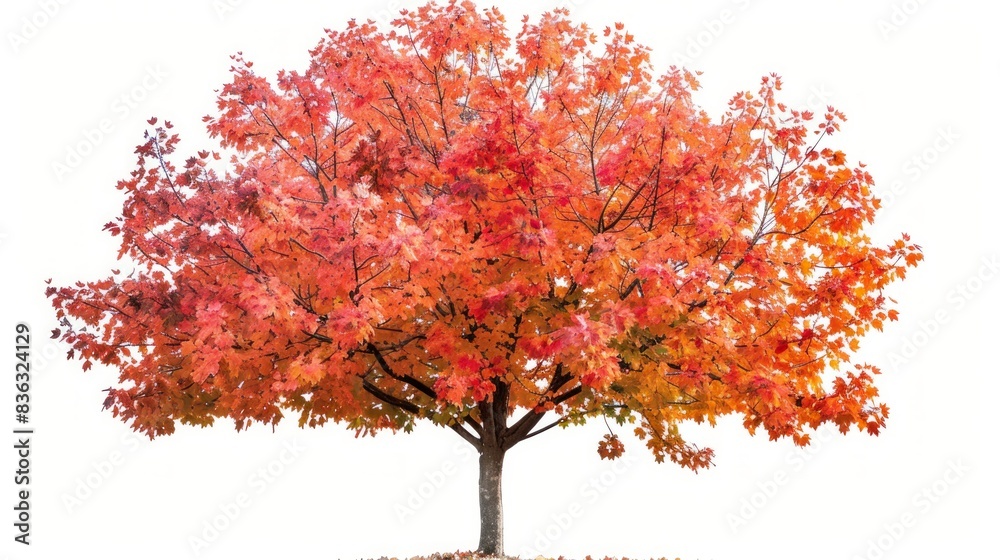 A vibrant maple tree with fiery red and orange leaves A vibrant maple tree with fiery red and orange leaves