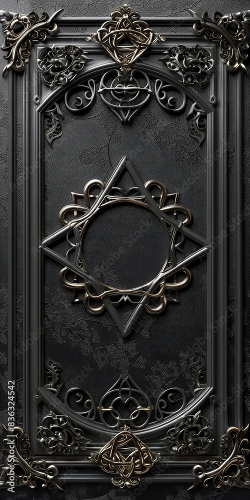 Ornate Black And Gold Gothic Door With Magical Symbols Ornate Black And Gold Gothic Door With Magical Symbols