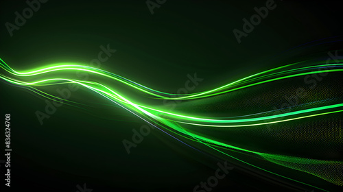 Abstract glowing green lines on black background