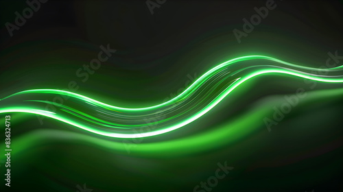 Abstract glowing green lines on black background
