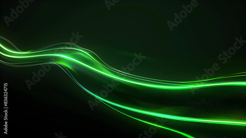 Abstract glowing green lines on black background