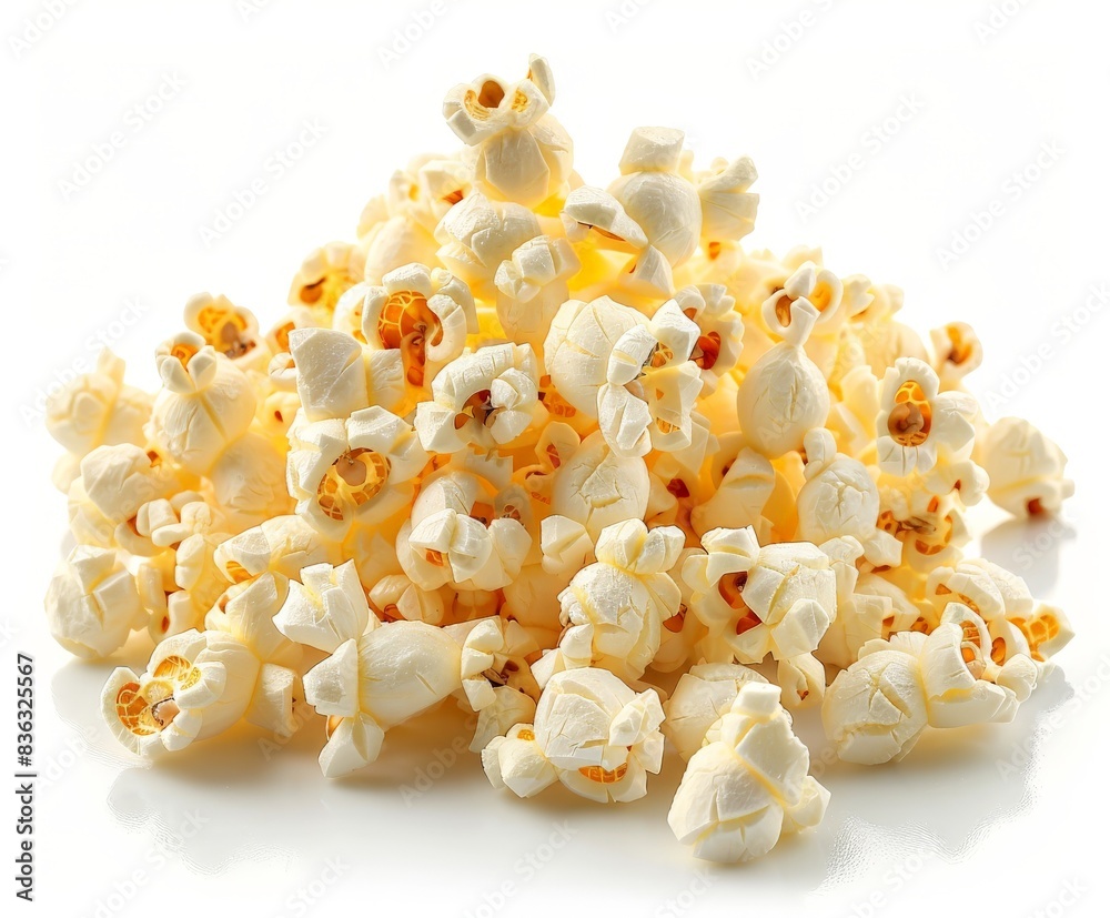 Pile of Fresh Popcorn Isolated on a White Background