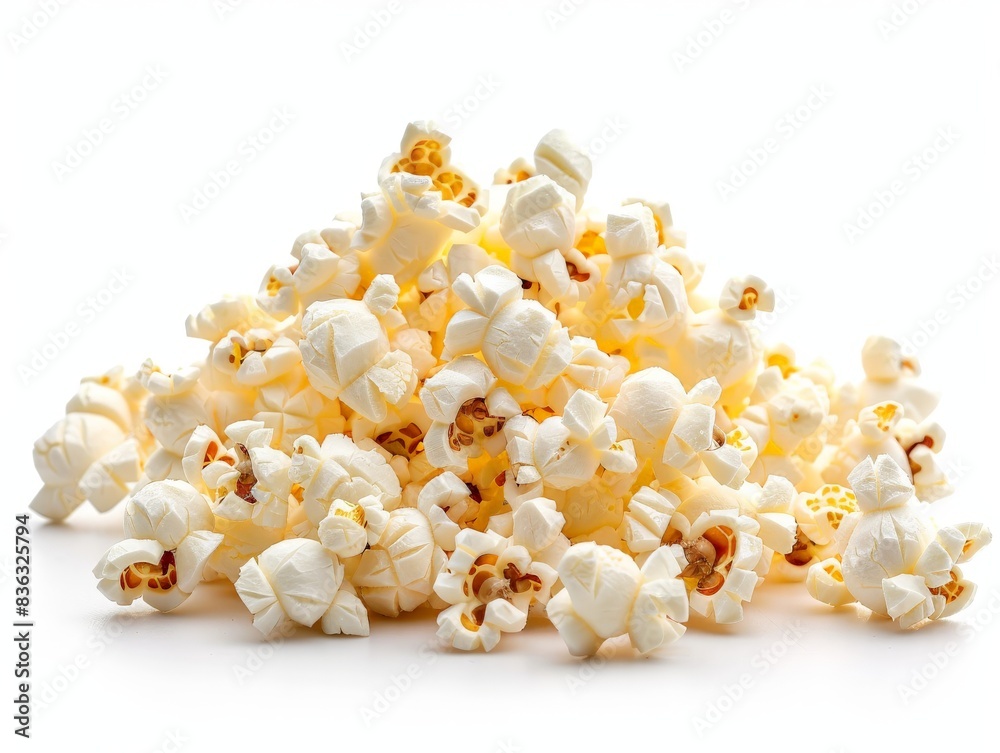 Freshly Popped Popcorn Pile Isolated on White Background Freshly Popped Popcorn Pile Isolated on White Background