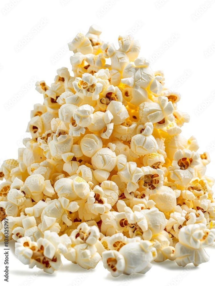 Freshly Popped Popcorn Pile Isolated on White Background Freshly Popped Popcorn Pile Isolated on White Background
