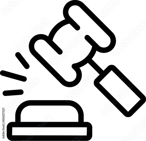 Simple, bold vector illustration of a judge's gavel, representing law and order