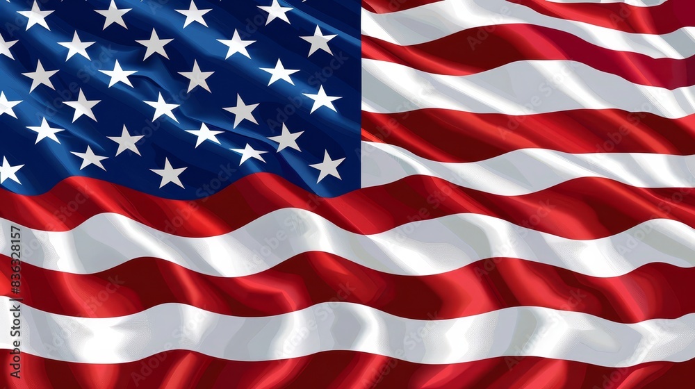 Innovative and modern visuals of the American flag, dynamically illustrated with advanced rendering techniques. Ideal for patriotic and artistic visuals