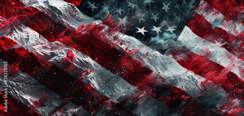 Plakat Innovative and modern visuals of the American flag, dynamically illustrated with advanced rendering techniques. Ideal for patriotic and artistic visuals