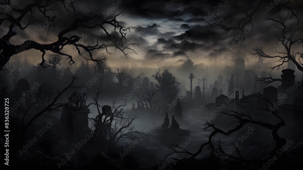 graveyard silhouette halloween Abstract Background. graveyard silhouette halloween Abstract Background.