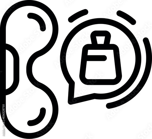 Simple line icon depicting a phone conversation and scent, suitable for various design needs