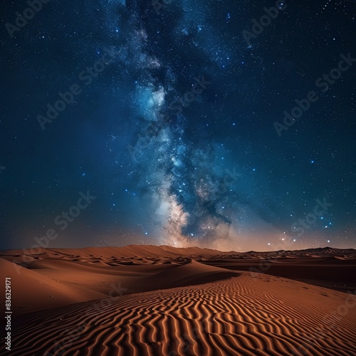 amazing views of the sahara desert under the night starry sky