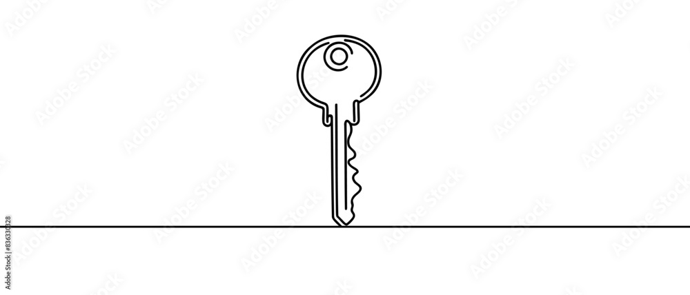 Key line background. One continuous line drawing of key. Vector ...