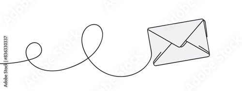 Continuous line drawing of an envelope. Message or notification concept. Vector illustration