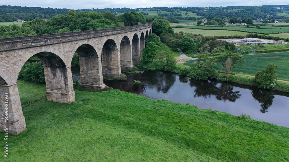 Fototapeta premium Arthington Viaduct, railway bridge over the Wharfe valley. Arthington in West Yorkshire