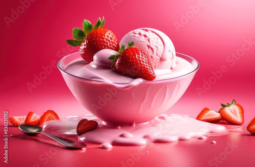 Indulge in the delightful sweetness of strawberries and cream photo