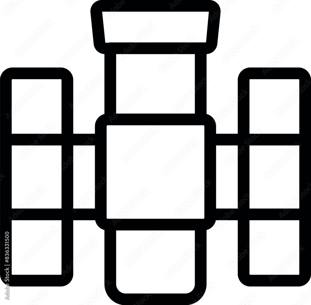 Simple flat design of a satellite icon isolated on white, suitable for tech themes Simple flat design of a satellite icon isolated on white, suitable for tech themes