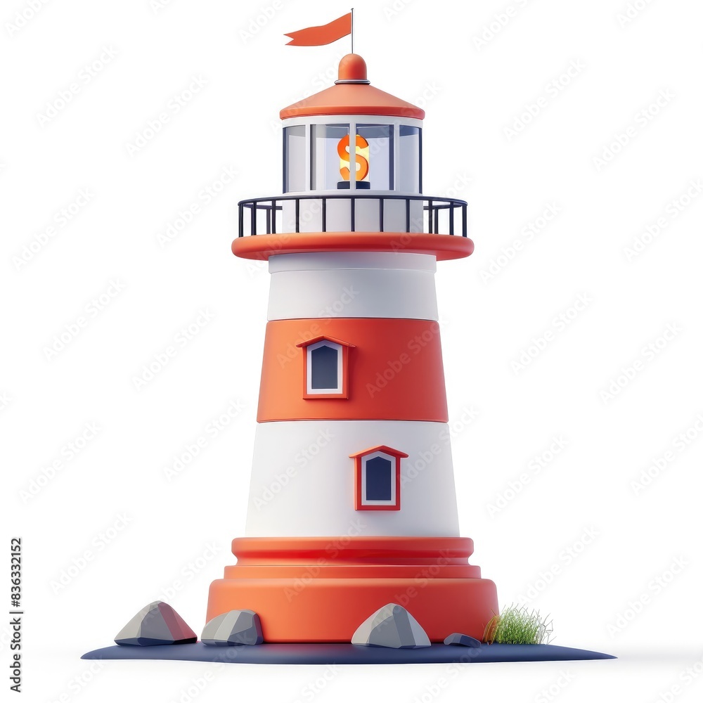 A lighthouse icon with a dollar sign symbol on top, symbolizing guidance and stability in financial decision-making, on a clean white background. A lighthouse icon with a dollar sign symbol on top, symbolizing guidance and stability in financial decision-making, on a clean white background.