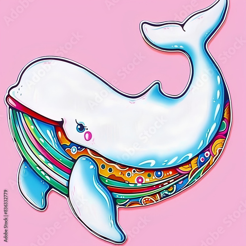 Adorable Whale Illustration on Pink Background photo