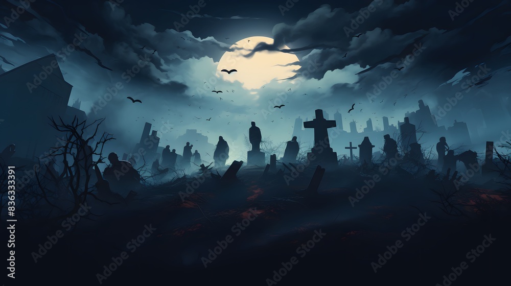 graveyard silhouette halloween Abstract Background. graveyard silhouette halloween Abstract Background.