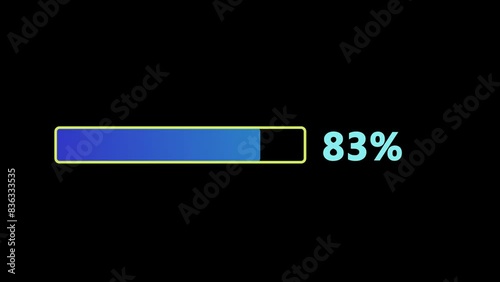 Vatical loading abstract technology and showing  percent there are many colors full on black screen. photo