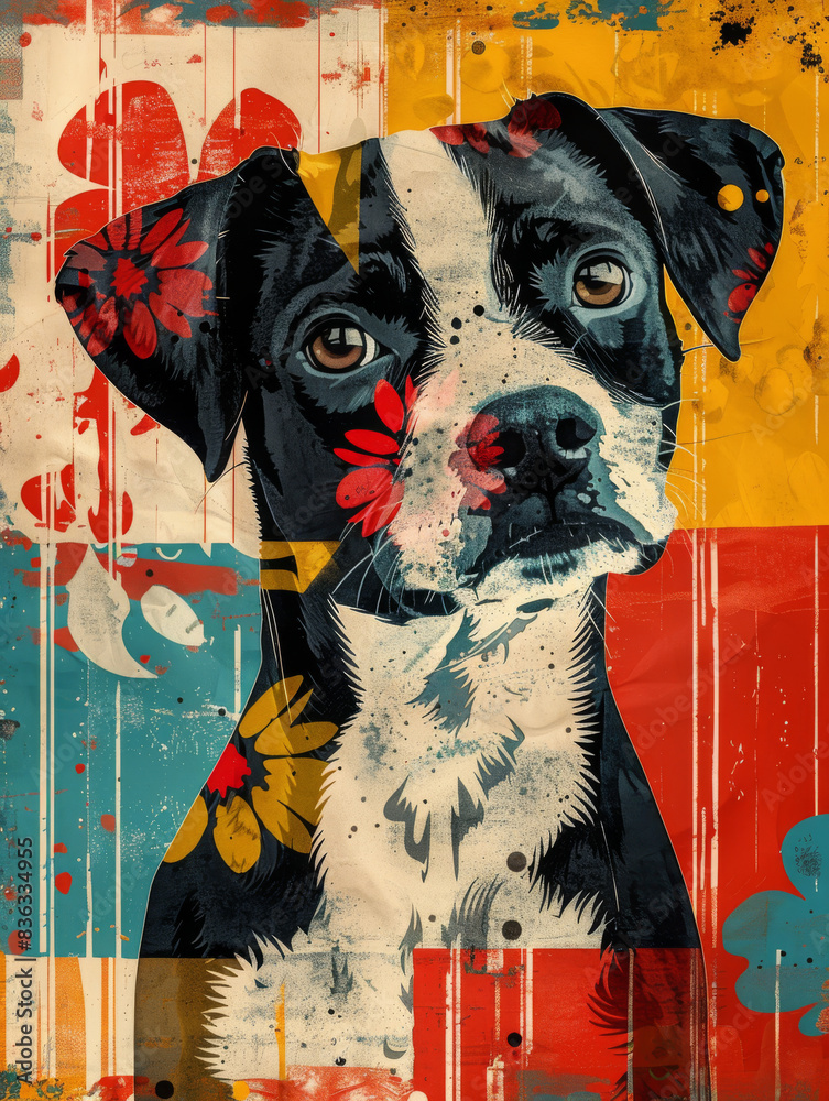 Retro French Bulldog Bliss - Colorful abstract Poster