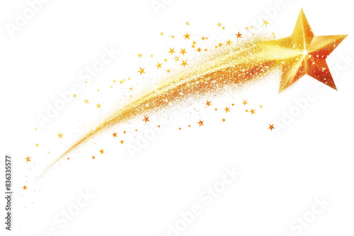 Yellow Shooting Star Streaking Across Sky Isolated on Transparent Background