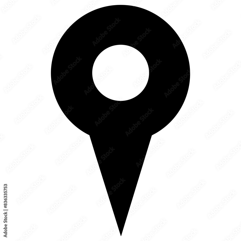 black and white vector icon of location pin flat design style, sign ...