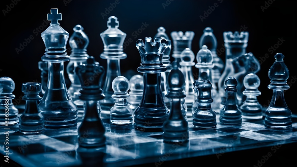 An X-ray image of a chess set that reveals the pieces' internal structure