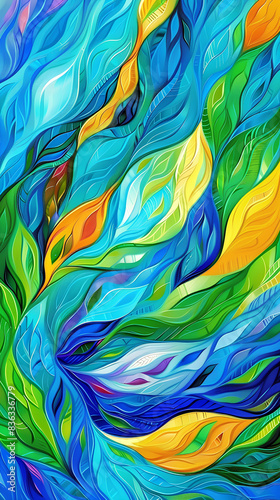Abstract Flowing Ocean Waves Illustration photo