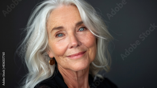 Portrait picture of a senior middle age on black background