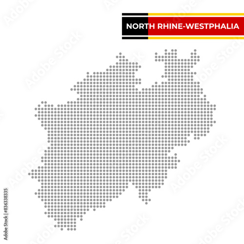 Dotted map of the State of North Rhine-Westphalia in Germany