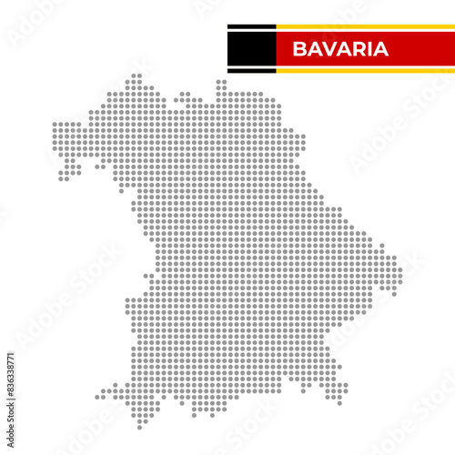 Dotted map of the State of Bavaria in Germany