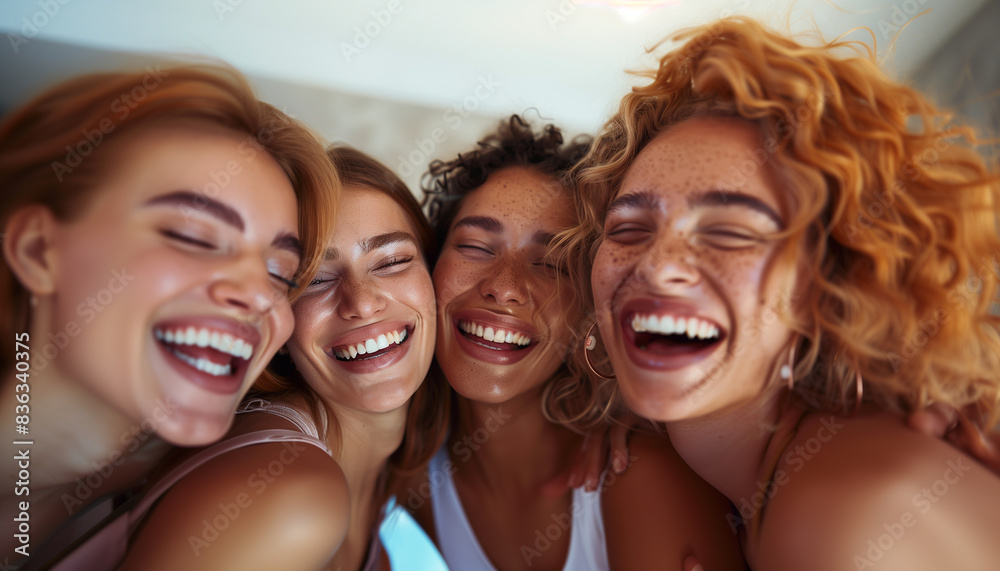 a close-up image of a diverse group of friends with fresh, clean faces laughing together, highlighting their natural features with no makeup, fresh faces, natural looks, no-makeup, a close-up image of a diverse group of friends with fresh, clean faces laughing together, highlighting their natural features with no makeup, fresh faces, natural looks, no-makeup,