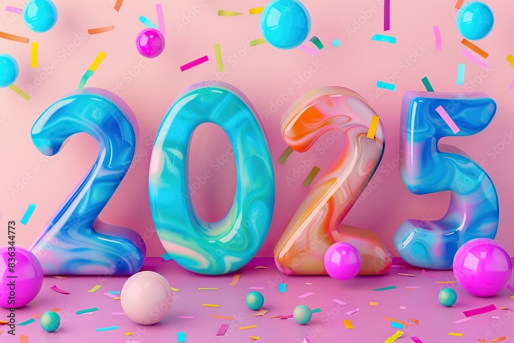 Fototapeta premium Happy New Year 2025, celebrating New Year holiday