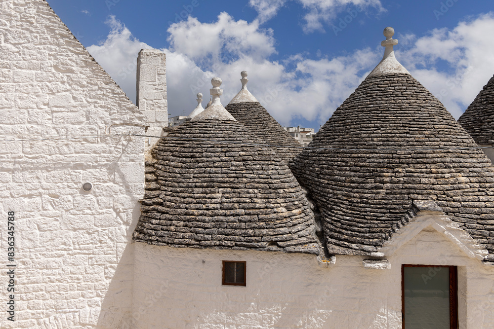 Trulli houses, traditional, unique Apulian dry stone hut with a conical roof, Alberobello, Italy