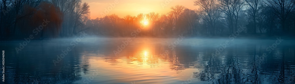 Serene nature photography with morning mist, World Photography Day Serene nature photography with morning mist, World Photography Day