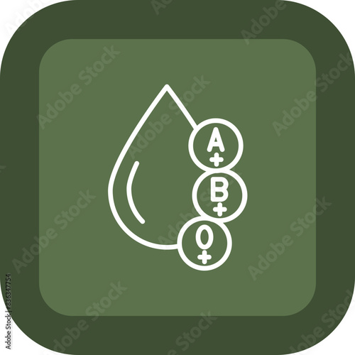 Blood Types Line Green Box Icon