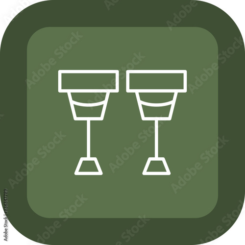 Crutches Line Green Box Icon