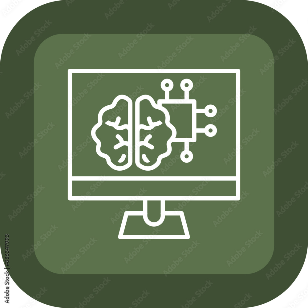 Machine Learning Line Green Box Icon Machine Learning Line Green Box Icon