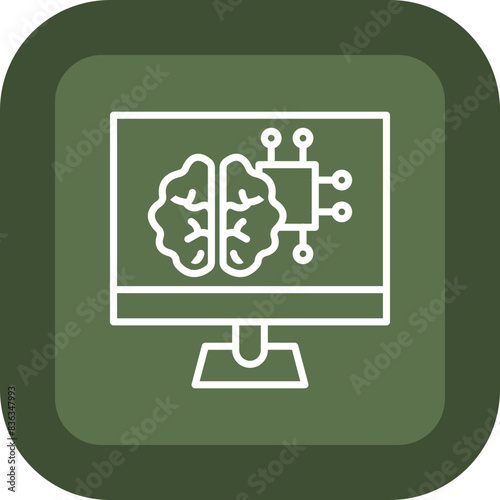 Machine Learning Line Green Box Icon
