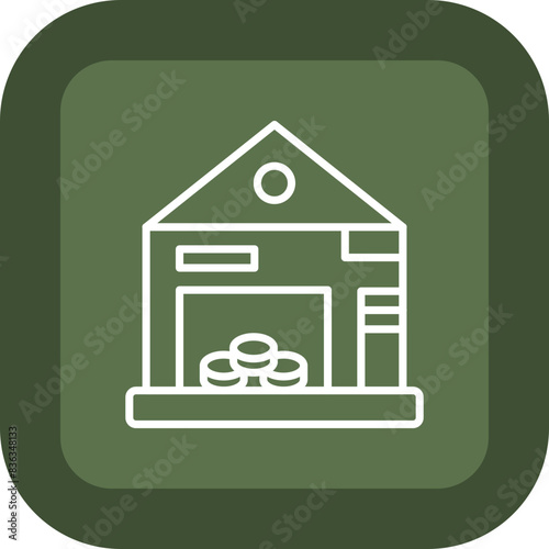 Data Warehouse Line Green Box Icon