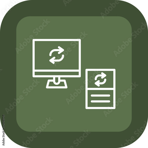 Data Synchronization Line Green Box Icon
