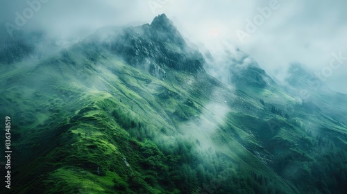 Green Mountain shrouded in a picturesque mist