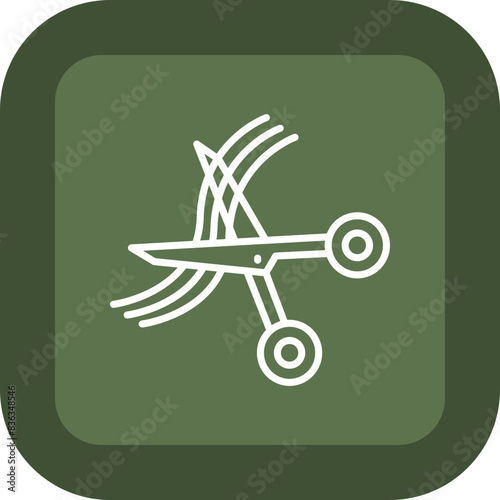 Hair Cuting Line Green Box Icon