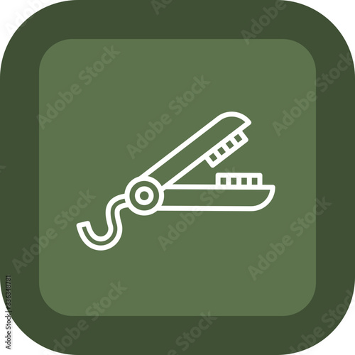Hair Straightener Line Green Box Icon