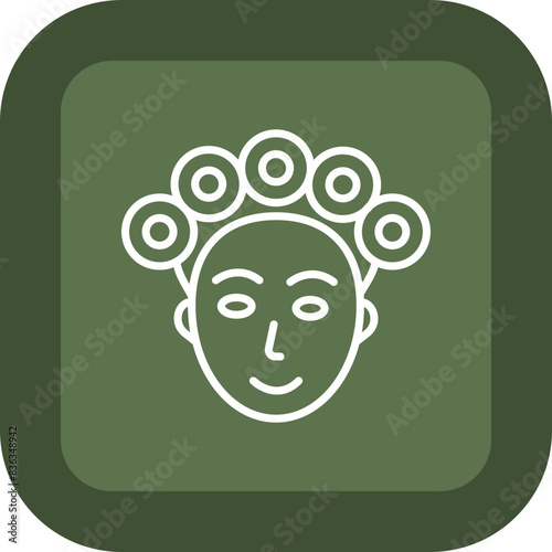Hair Curler Line Green Box Icon