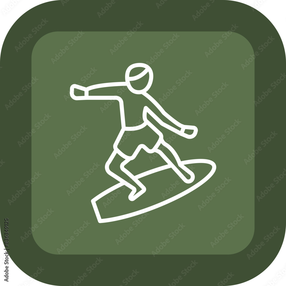 Surfing Line Green Box Icon