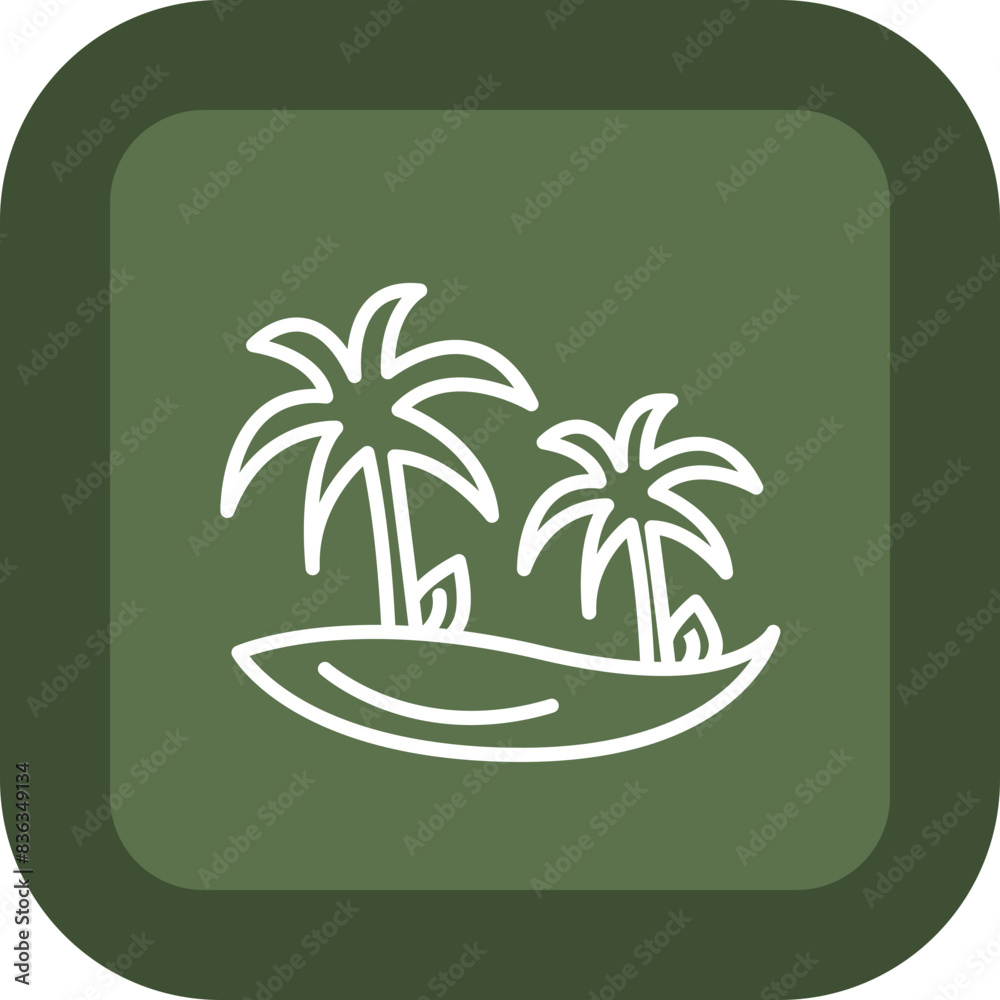 Obraz premium Palm Tree Line Green Box Icon