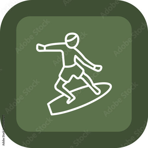Surfing Line Green Box Icon